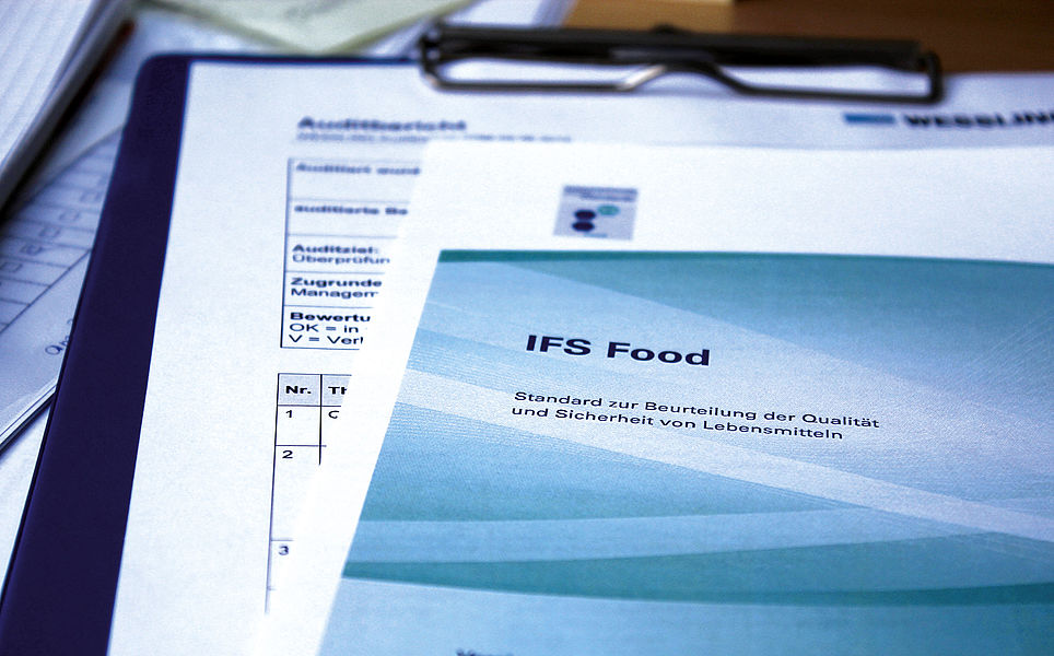 IFS Food Standard form for assessing the quality and safety of foods