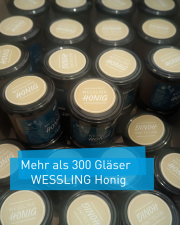 Über 300 gefüllte WESSLING Honiggläser 